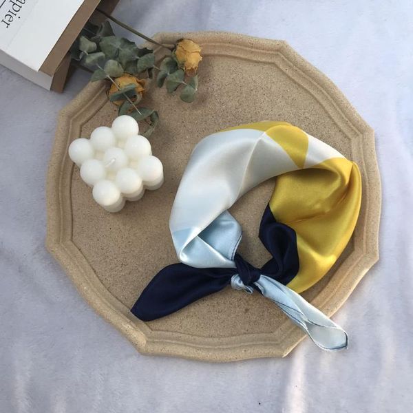 

scarves 2021 elegant 100% silk scarf women square headband print neckerchief female headscarf hijab foulard pashmina bandana, Blue;gray