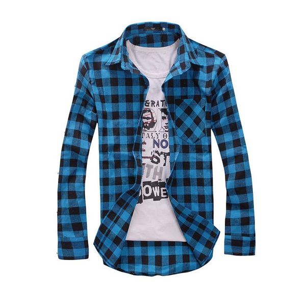 

men's casual shirts yzbzjc men plaid shirt camisas social 2021 autumn fashion long-sleeved male button down check, White;black