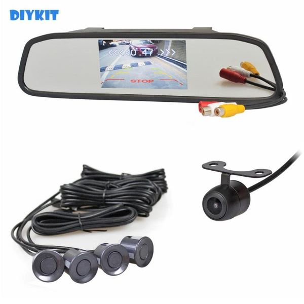 

car rear view cameras& parking sensors diykit video radar 4 4.3 inch mirror monitor + camera assistance system kit