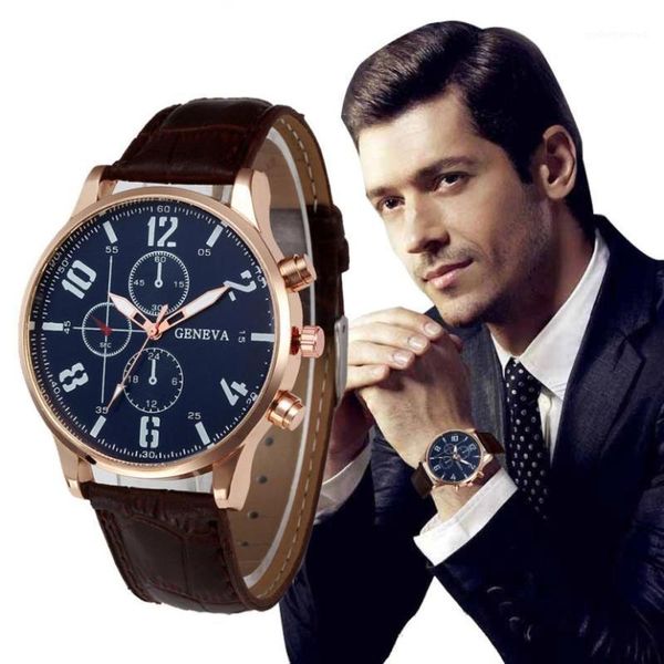

wristwatches quartz sports fashion men's watch leather band analog vintage design luxury perfect gift alloy business #f, Slivery;brown