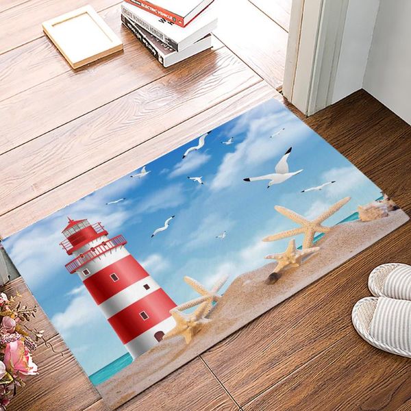 

carpets sea beach lighthouse starfish seagull anti-slip doormat bedroom kitchen mat bathroom rug home for entrance door