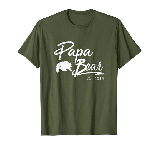 

papa bear est. 2019 t-shirt - funny shirt for father day, White;black