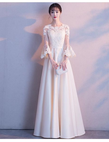 

casual dresses luxurious women mesh maxi dress 2021 noble elegant half sleeve transparent lace long tunic beach grey champagne, Black;gray