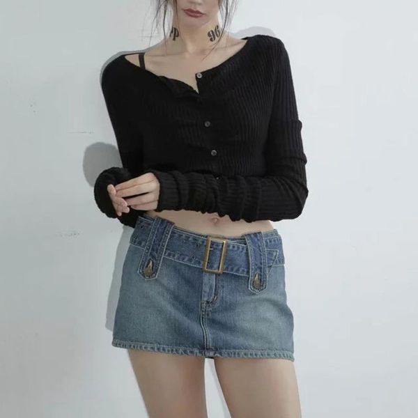 

women's shorts women low waist belted denim skirts skorts a120, White;black