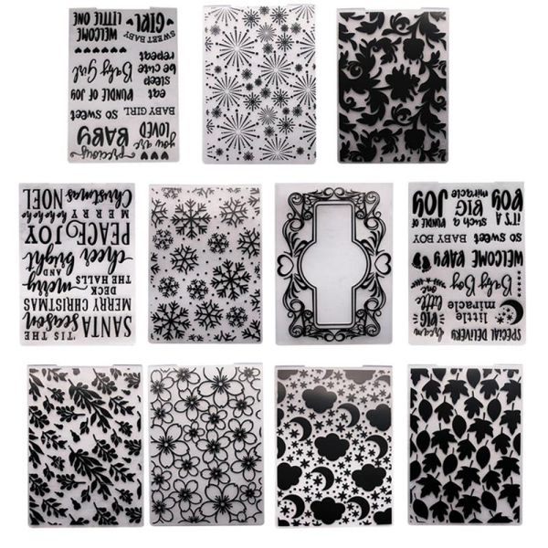

craft tools stars moon clouds plants snowflakes plastic embossing folders scrapbooking for po card decoration making supplies