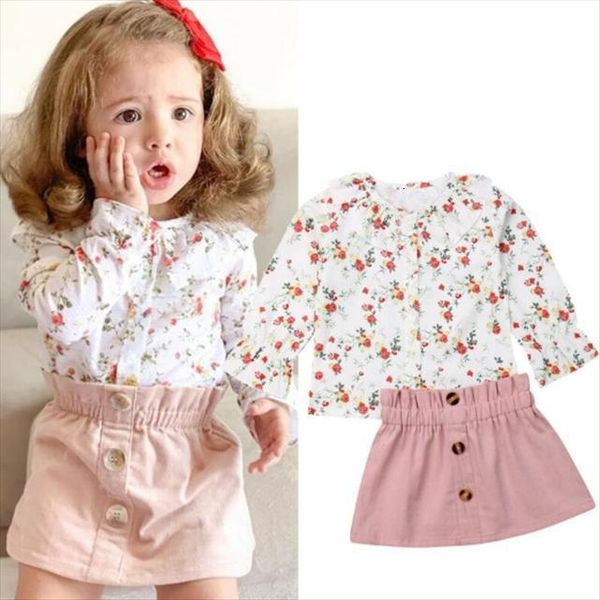 

toddler baby girl floral clothes long sleeve dress skirt 2pcs outfit set summer children 1 6 years, White