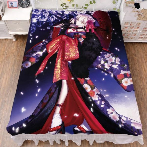 

sheets & sets october update anime fate/grand order fgo jeanne d'arc scathach bed milk fiber sheet blanket summer quilt 150x200cm