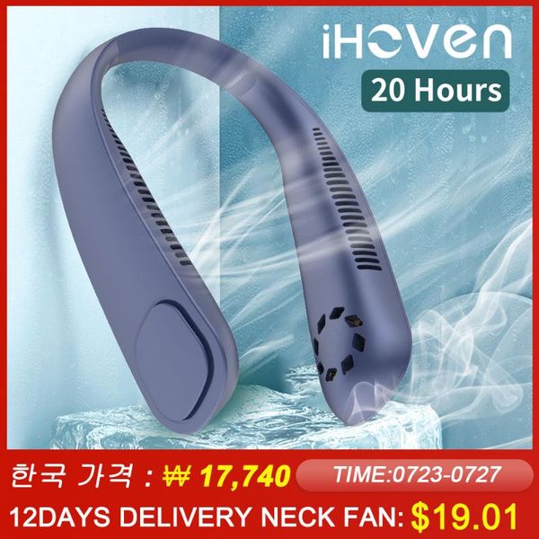

electric fans ihoven mini neck fan 9000mah portable bladeless rechargeable leafless hanging cooling wearable neckband air cooler