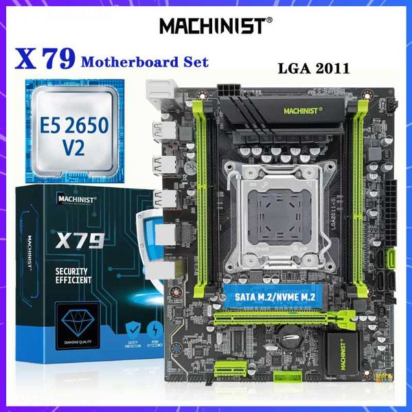 

motherboards machinist x79 motherboard lga 2011 kit set with xeon e5 2650 v2 processor cpu surppot 16gb*4 ddr3 ecc ram four-channel nvme m.2