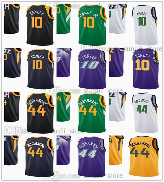 

2021 basketball jerseys 10 mike conley 44 bojan bogdanovic city black green earned navy white orange color breathable sports shirts, Black;red