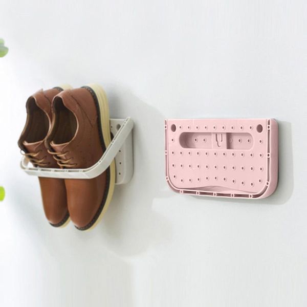 

clothing & wardrobe storage shoe rack punch-bathroom drain shelf plastic wall mounted dustproof door slippers hanger organizer hanging