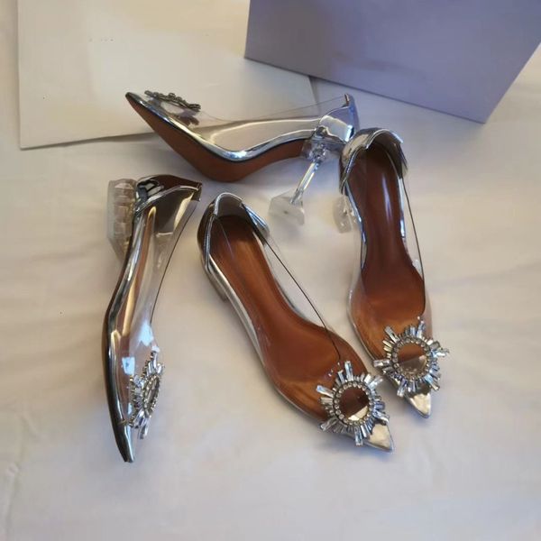 

ponta de strass transparente sandals dia fivela sapatos femininos vhr7, Black