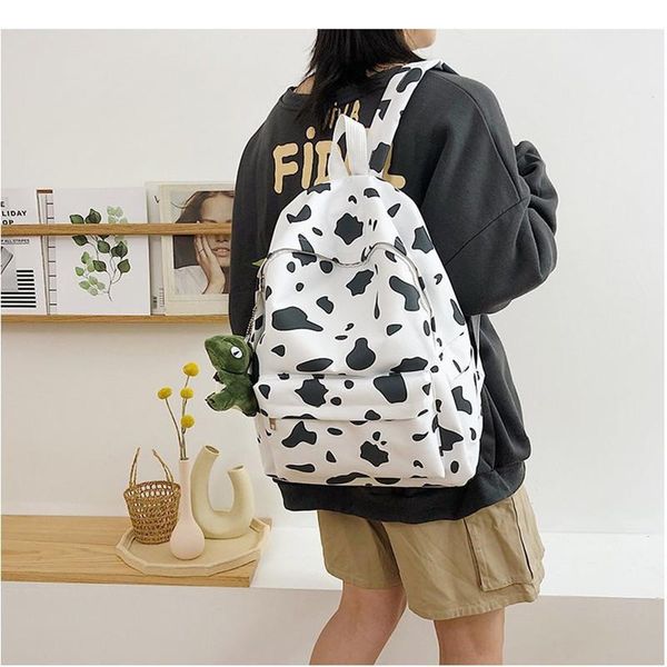 

backpack cute milk cow printing women's canvas travel mochila women school bag for teenager girls fashion rucksack wholesale