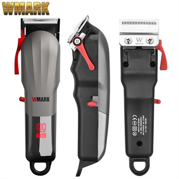 

wmark ng-115 professional hair clipper electric barber trimmer for men rechargeable cordless with led display 220312