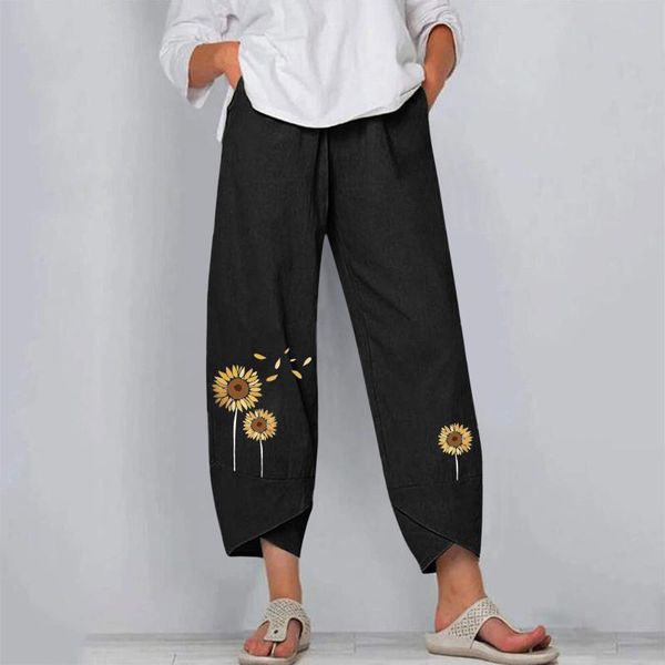 

women's jeans libieliy sweatpants for women printing pocket bohemian beach pants baggy wide-leg casual famale stright, Blue