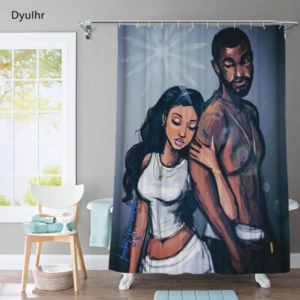 

shower curtains bathroom accessories couple printing polyester waterproof curtain toilet seat cushion floor mat kit dyuihr