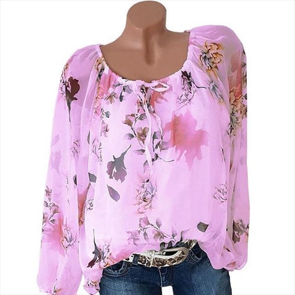 

tie slash neck printed womens t shirt long sleeve summer leisure print half blusas plus size 5xl, White