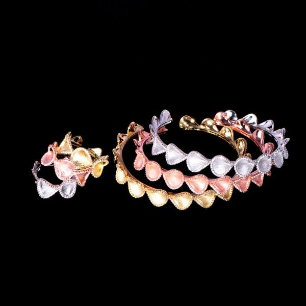 

earrings & necklace mechosen luxury 6pc ring bangle sets floral petal shape shiny zircon jewelry set for wedding banquet bridal women gifts, Silver