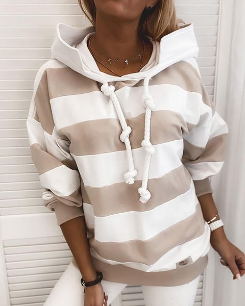 

women's hoodies & sweatshirts women spring striped tape colorblock hooded sweatshirt female casual long sleeve hoddies ladies streetwea, Black