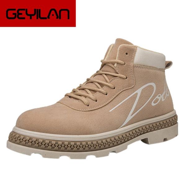 

boots autumn and winter men's ankle work shoes casual high to help sports, Black