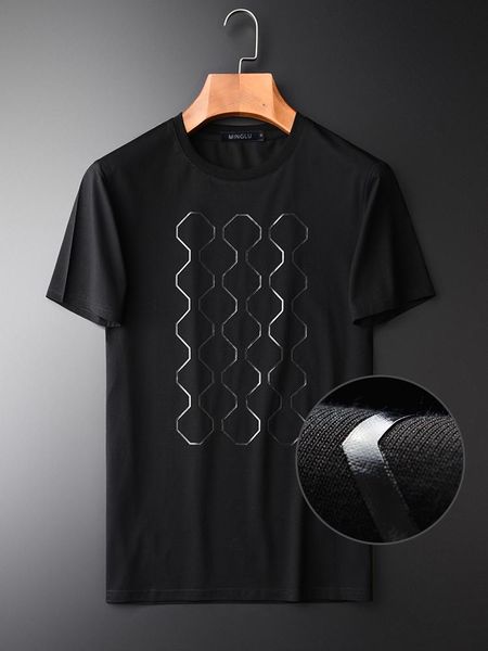 

men's t-shirts stereoscopic rubber printed men t shirt summer mercerized cotton fabric round collar slim fashion tees plus size, White;black