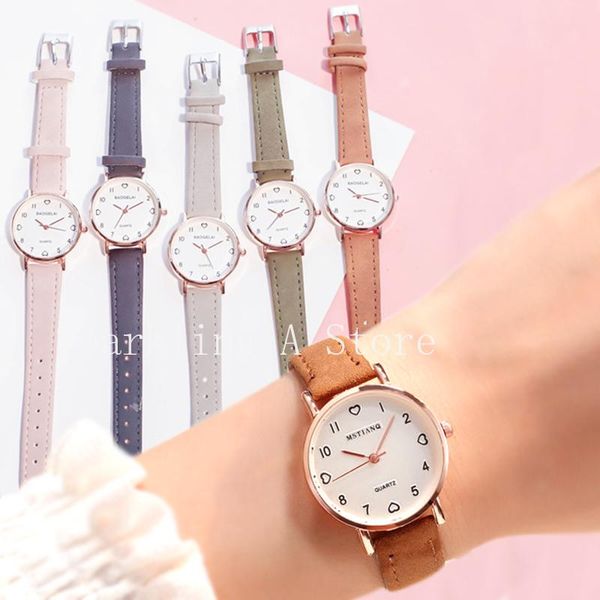 

wristwatches women's simple vintage watches for women dial wristwatch leather strap wrist watch ladies casual bracelet, Slivery;brown