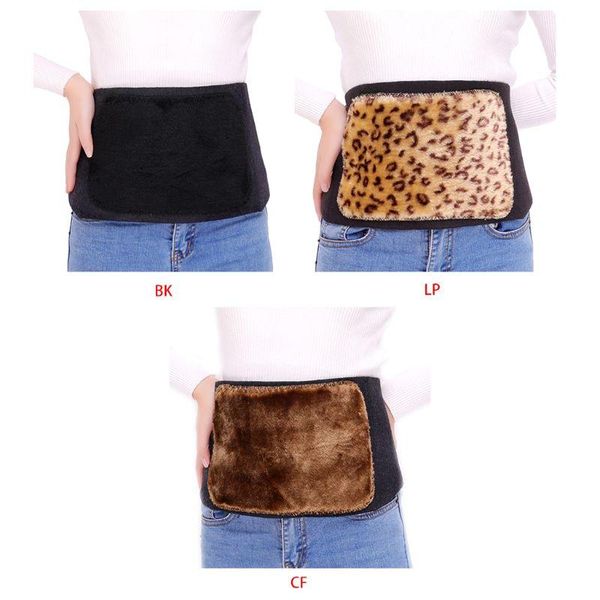 

winter adjustable thicken plush waist warmer lumbar support belt thermal abodomial body wrap band protector brace, Black;gray