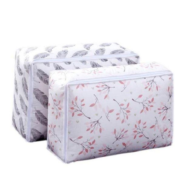 

clothing & wardrobe storage flower printing quilt bag dust-proof organizer large capacity transparent pillow sweater container 3 sizes