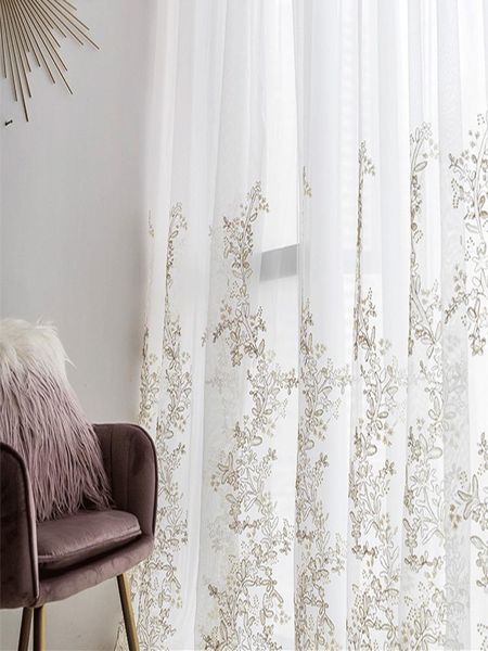 

curtain & drapes luxury curtains princess tulle for bedroom romantic white sheer window valance living room embroidered 3d decor