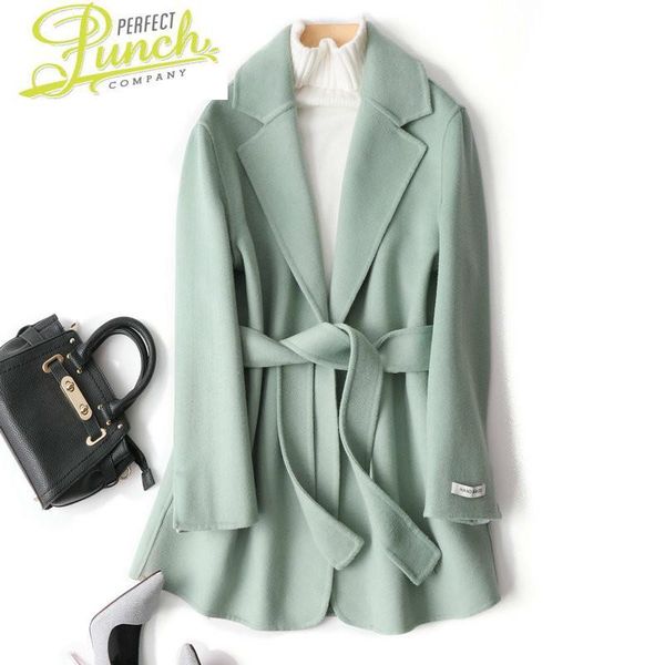 

women's wool & blends female green coat jacket korean spring autumn elegant ladies coats overcoat women clothes 2021 manteau femme 0788, Black