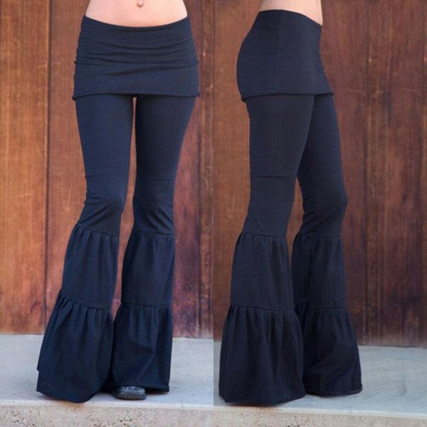 

women's pants & capris fashion brand hippie boho women tie dye gypsy bell bottom loose wide leg flared trousers leggings, Black;white