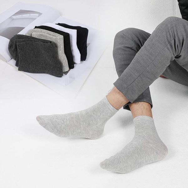 

men's socks cotton sports solid color business, Black