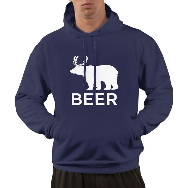 

men's hoodies & sweatshirts bear deer beer hoodie custom pullover sweatshirt classic hoody hooded navy s, Black