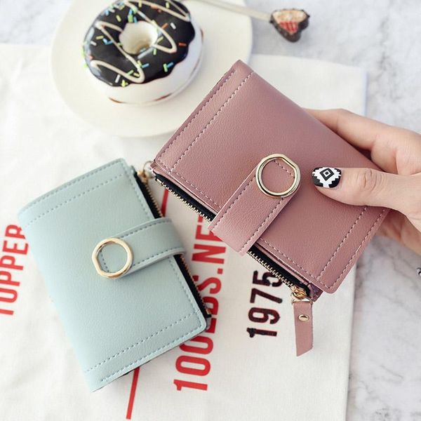 

wallets small women slim fashion brand leather purse ladies card money clip bag 2021 clutch female thin wallet vallet pink, Red;black
