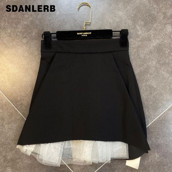 

skirts mini skirt women 2021 spring and summer irregular three-dimensional mesh puff ladies jupe femme, Black