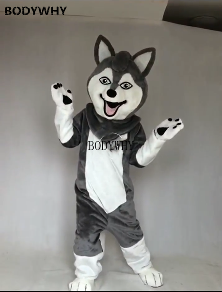 

mascot costumesfursuit grey wolf dog mascot costume suits party game dress outfits clothing advertising promotion carnival, Red;yellow