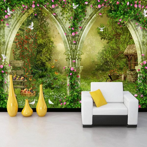 

wallpapers po custom mural wall sticker rose flower vine tv background cafe pastoral casual style 3d for room