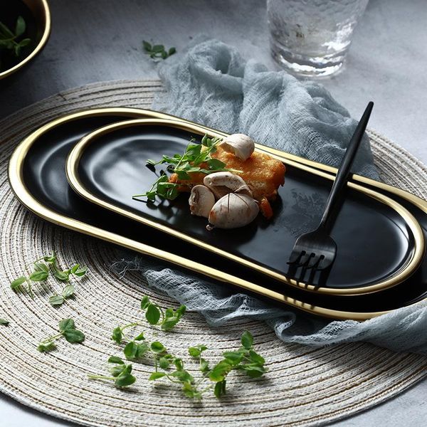 

dishes & plates black phnom penh oval ceramic plate chic ring jewelry dish cake dessert dinner cosmetics organizer home decor storage tray
