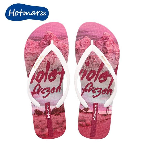 

arzz women's flip flops colorful fushcia mountain printing sandals fashion slippers, Black