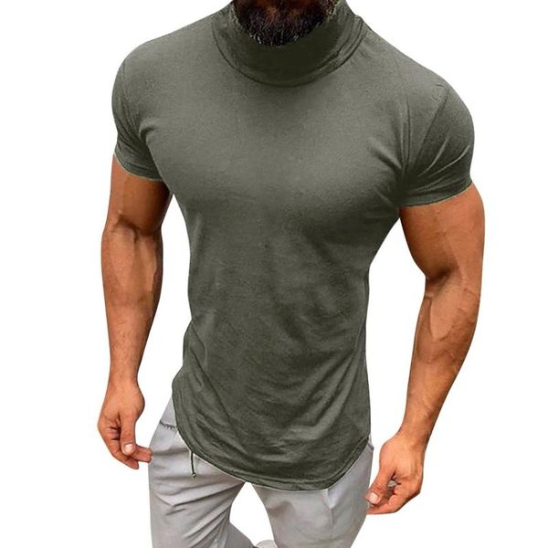 

men's t-shirts t shirt men print work turtleneck casual spring summer solid color short sleeve tees 100% cotton male clothe, White;black