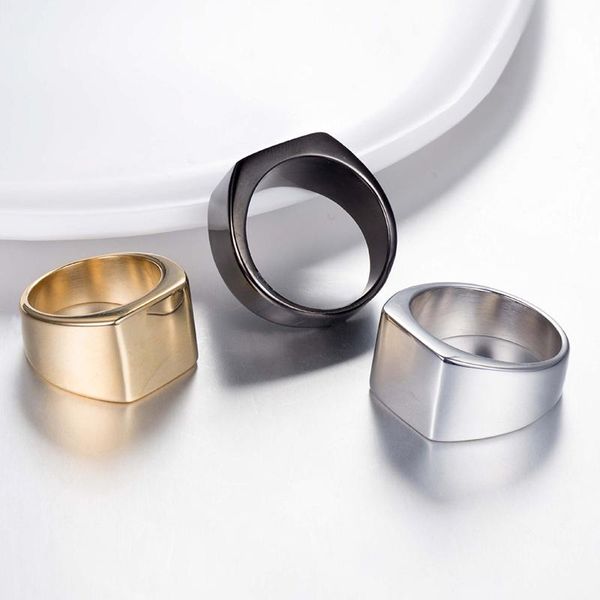 

cluster rings simple square male ring fashion personality punk glossy stainless steel jewelry boyfriend gift wholesale, Golden;silver