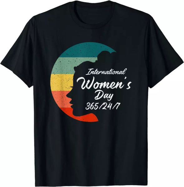 

vintage international women's day 8th march 2021 all day t-shirt, White;black