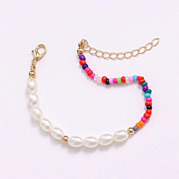 

link, chain bangles beads bracelets women artificial pearl simple bracelet jewellery personality fashion party gold color alloy bransoletka, Black