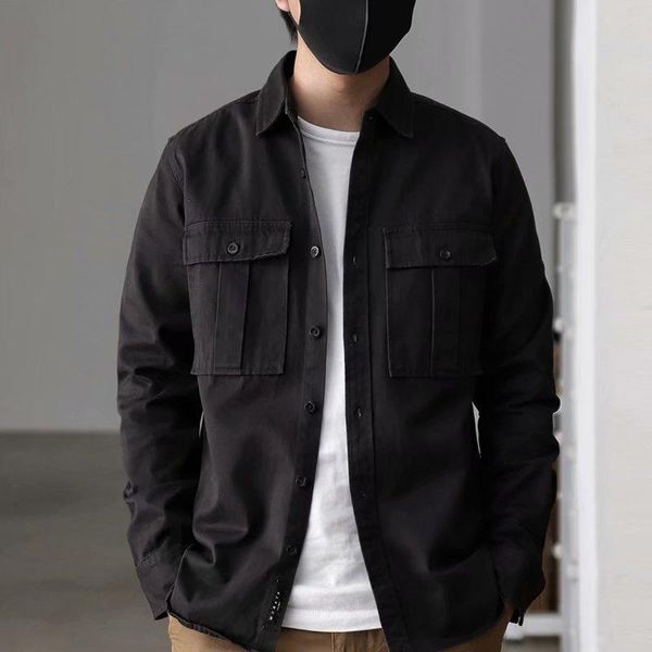 

men's casual shirts 2021 male cargo work cotton military shirt men long sleeve dress american -40, White;black