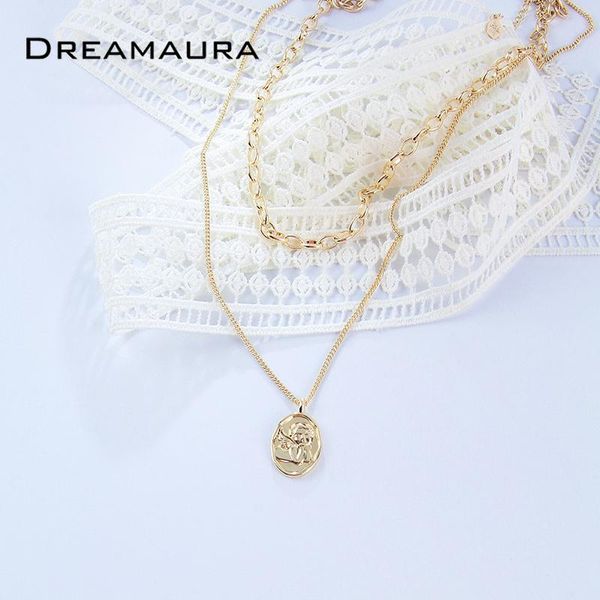 

pendant necklaces 2021 design selling necklace with angel pattern and two row chain for women party matching jewelry, Silver