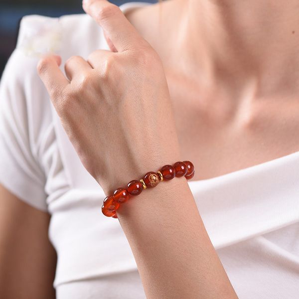 

fashion design bracelet shajin six character mantra natural obsidian red agate chinese zodiac patron saint men and women's original lif, Golden;silver