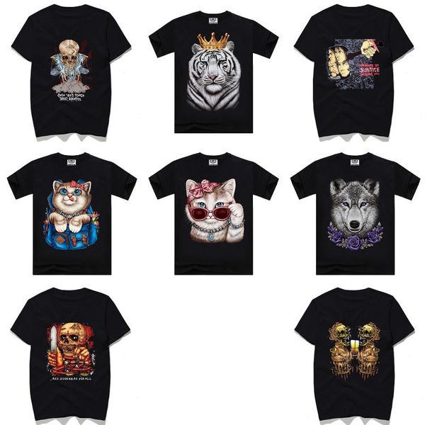 

men's t-shirts skull rock cool 3d for men motorcycle punk printed mens t-shirt clothes summer homme hipster t shirt, White;black