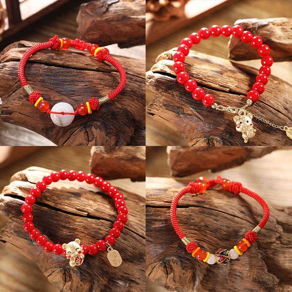 

bracelets charm chinese style red crystal lovely zodiac series zhaocai nafu year, Golden;silver