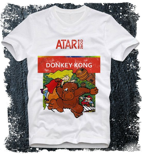 

t-shirt donkey kong jump man arcade retro vintage video game commodore amiga c64, White;black