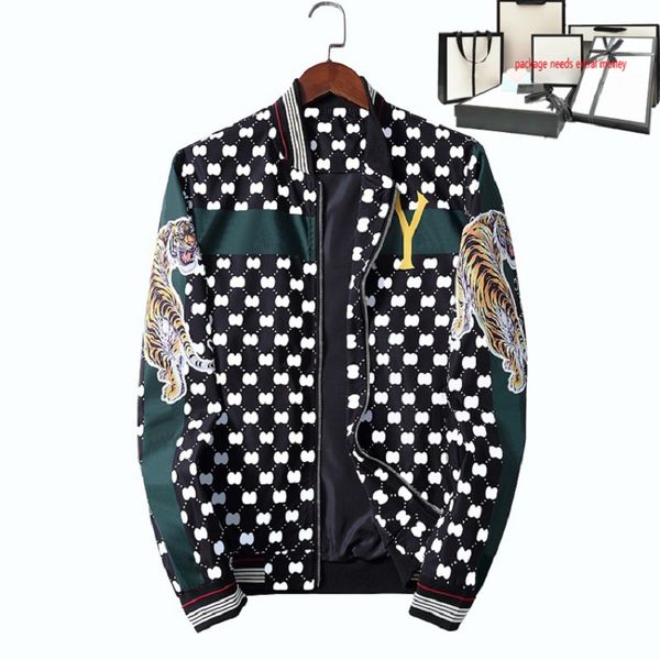 

men casual multi-style jacket men's classic letter print jackets male tiger animal pattern coat colorful fashion style outerwear, Black;brown